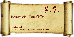 Hemrich Tamás névjegykártya